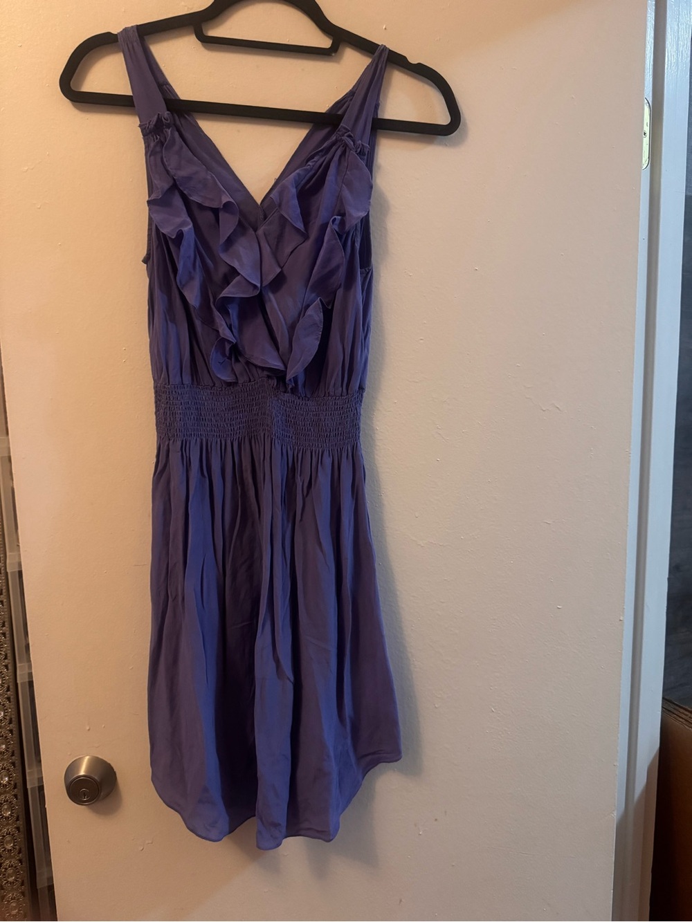 Sleeveless Ruffle V-Neck Mini Dress in Purple
